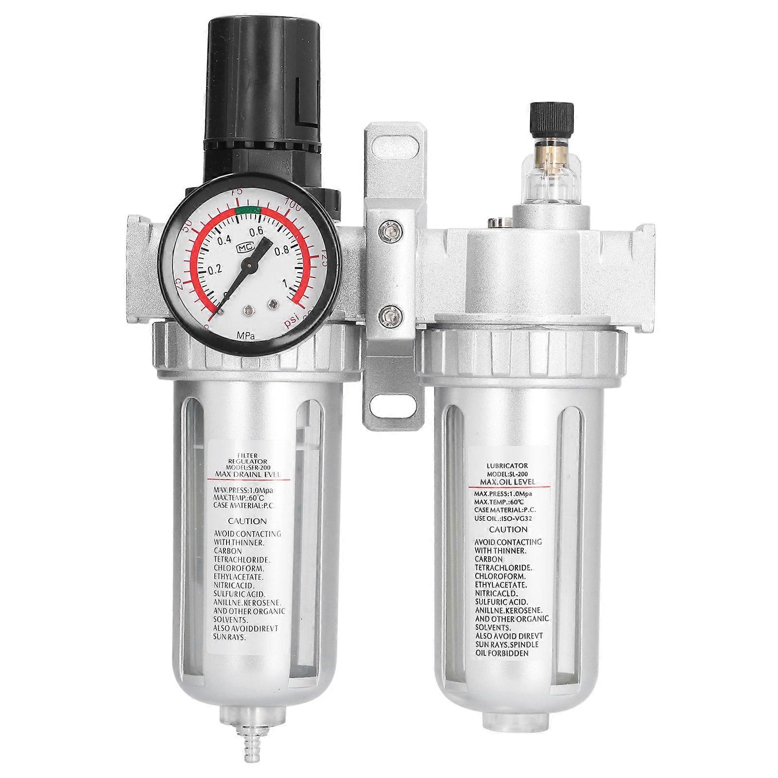 Filtro Aria Regolatore Di Pressione In Lega Di Alluminio Acqua Olio Trappola Separatore Kit Manometro per Ingegneria MeccanicaSFC200