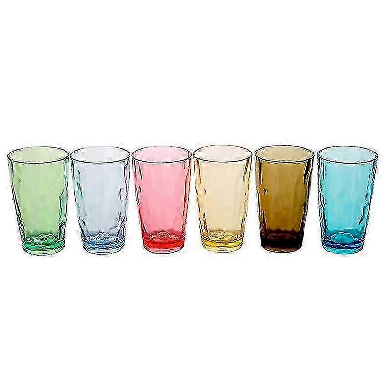 6PCS Colored Plastic Cups Reusable Drinking Glasses 420ml
