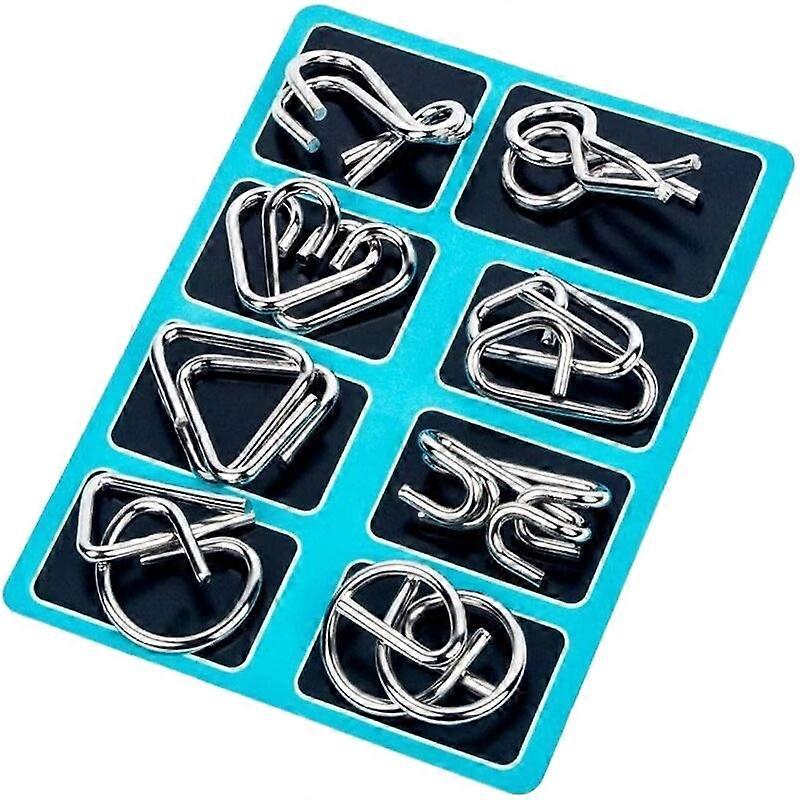 8pcs /Set Kids Nine Linked Rings Toys B Model Blue