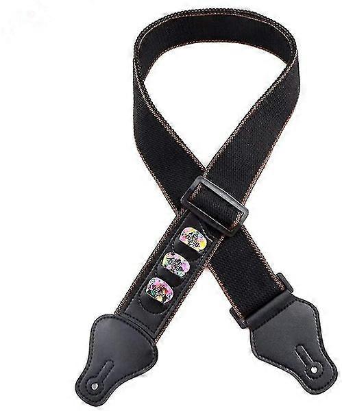 Adjustable Guitar Strap with Pick Holders, Picks, and Soft Shoulder Belt