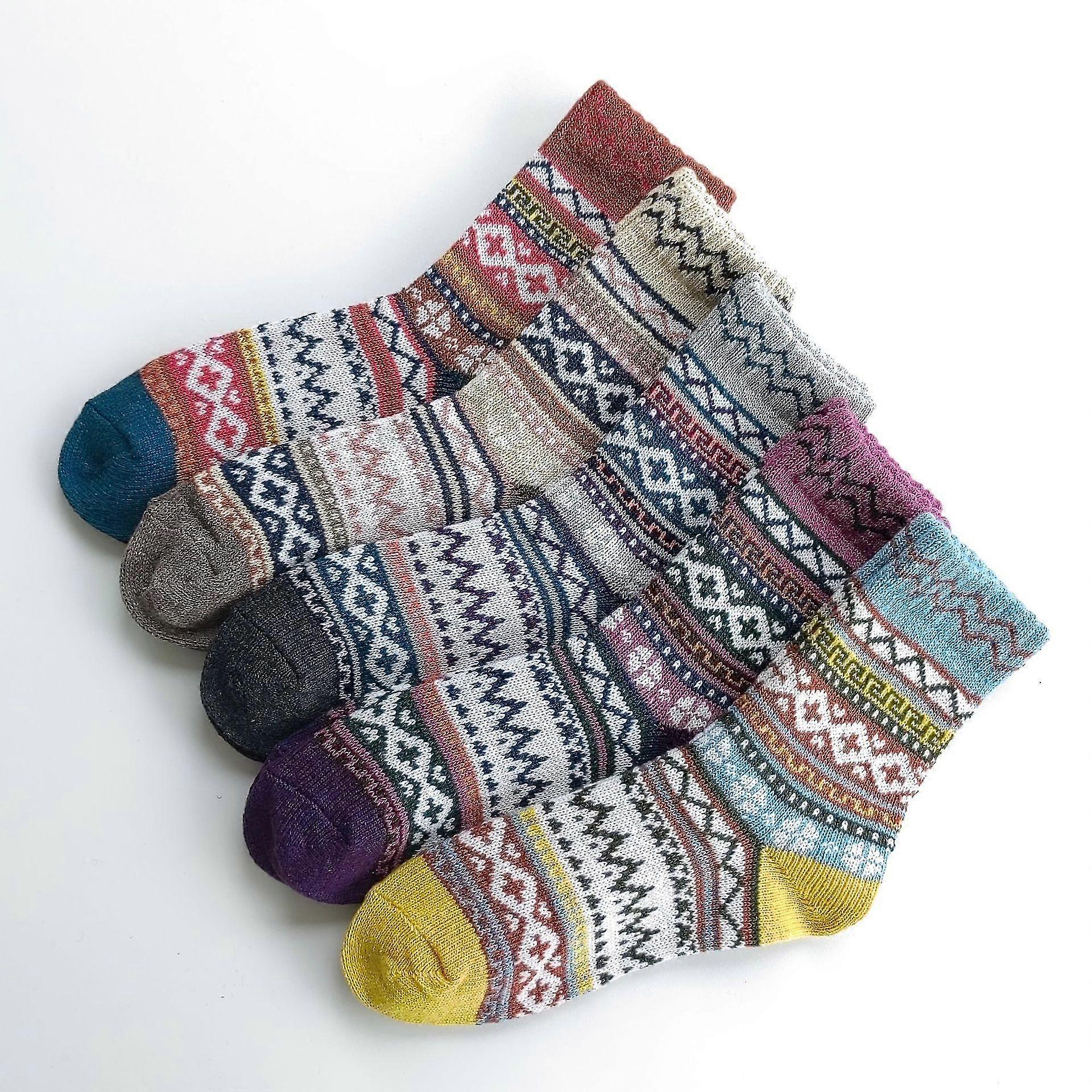 Lot de paires de chaussettes épaisses en laine pour femme, chaudes et  thermiques, style nordique, pour l'hiver