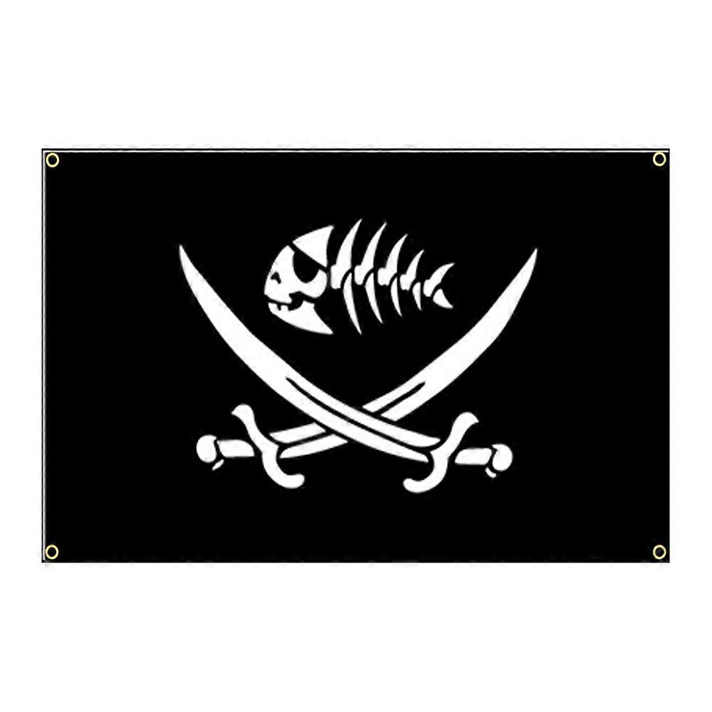 90*150cm Pirate Fish Flag with Swords Flag