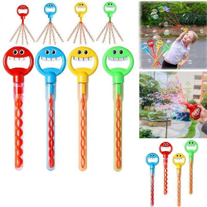 32 Hole Smiling Face Bubble Stick with Bubbles Refill,Children's Bubble Wand Toy