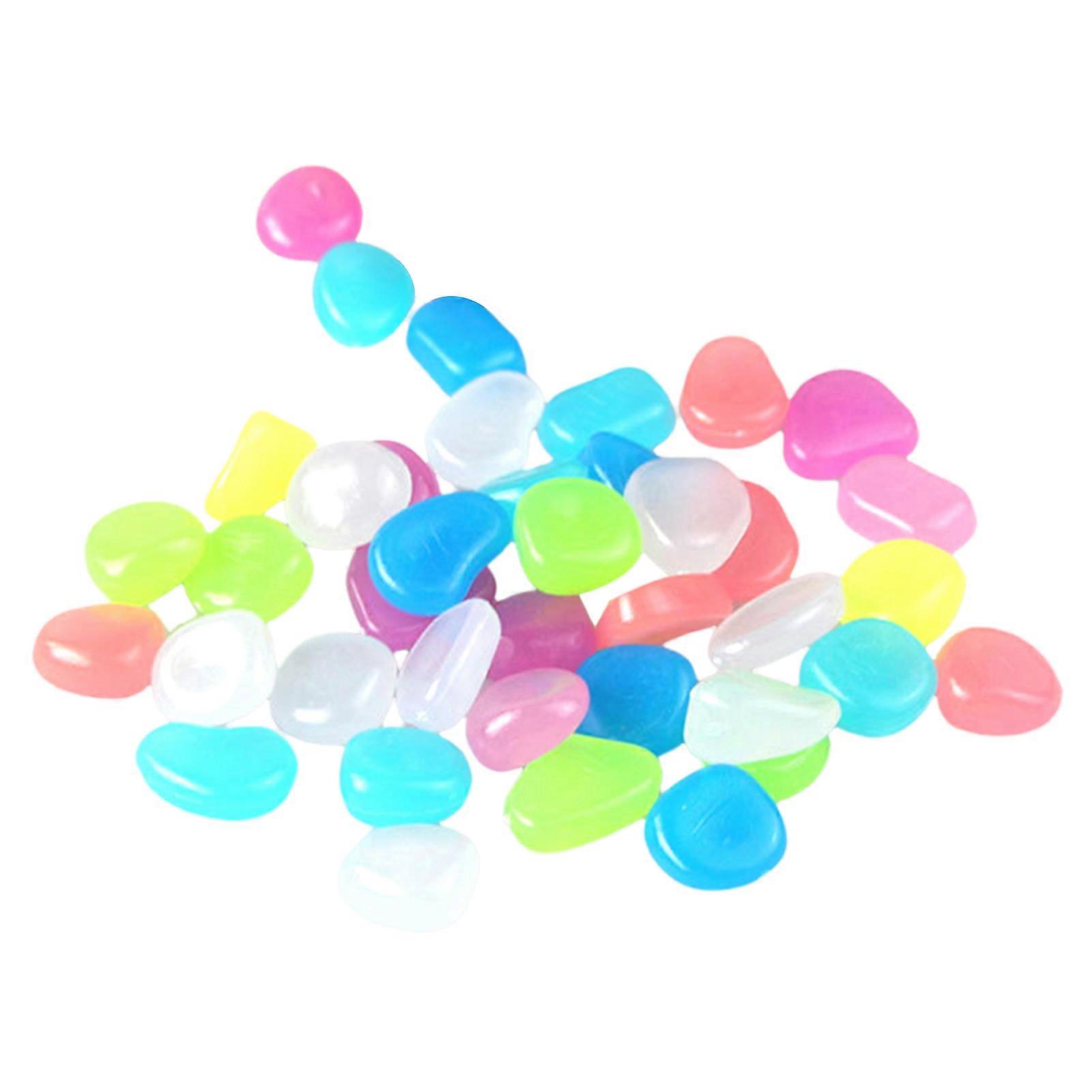 100pcs Glow-in-the-Dark-Pebbles Landscaping Glowing Stone for Garden Pond Aquarium