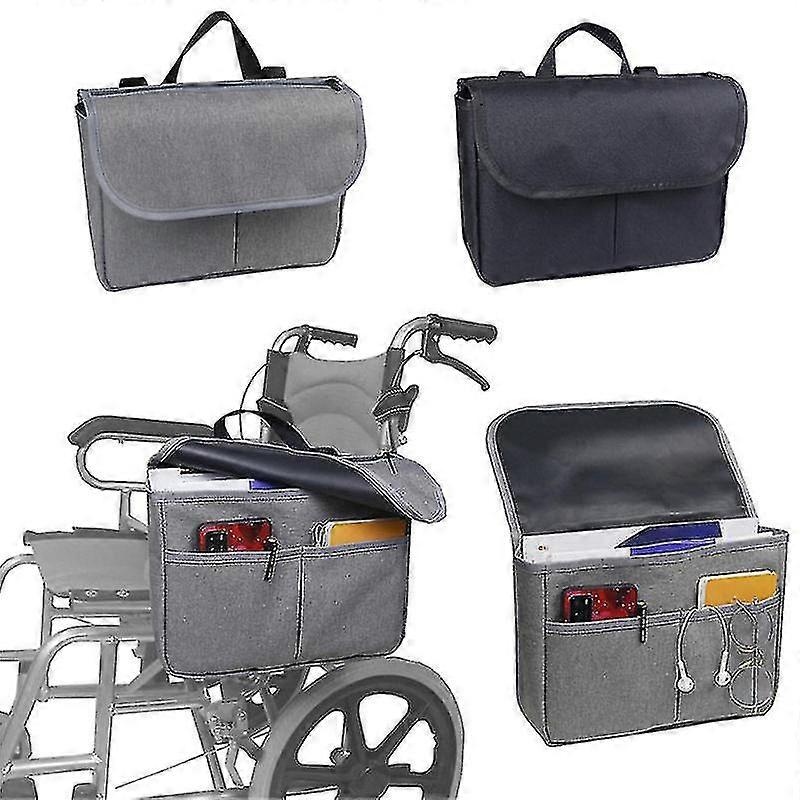 Black Waterproof Storage Bag Wheelchair Carry Bag Wheelchair Armrest Accessories Side Bag With Pouches Tra