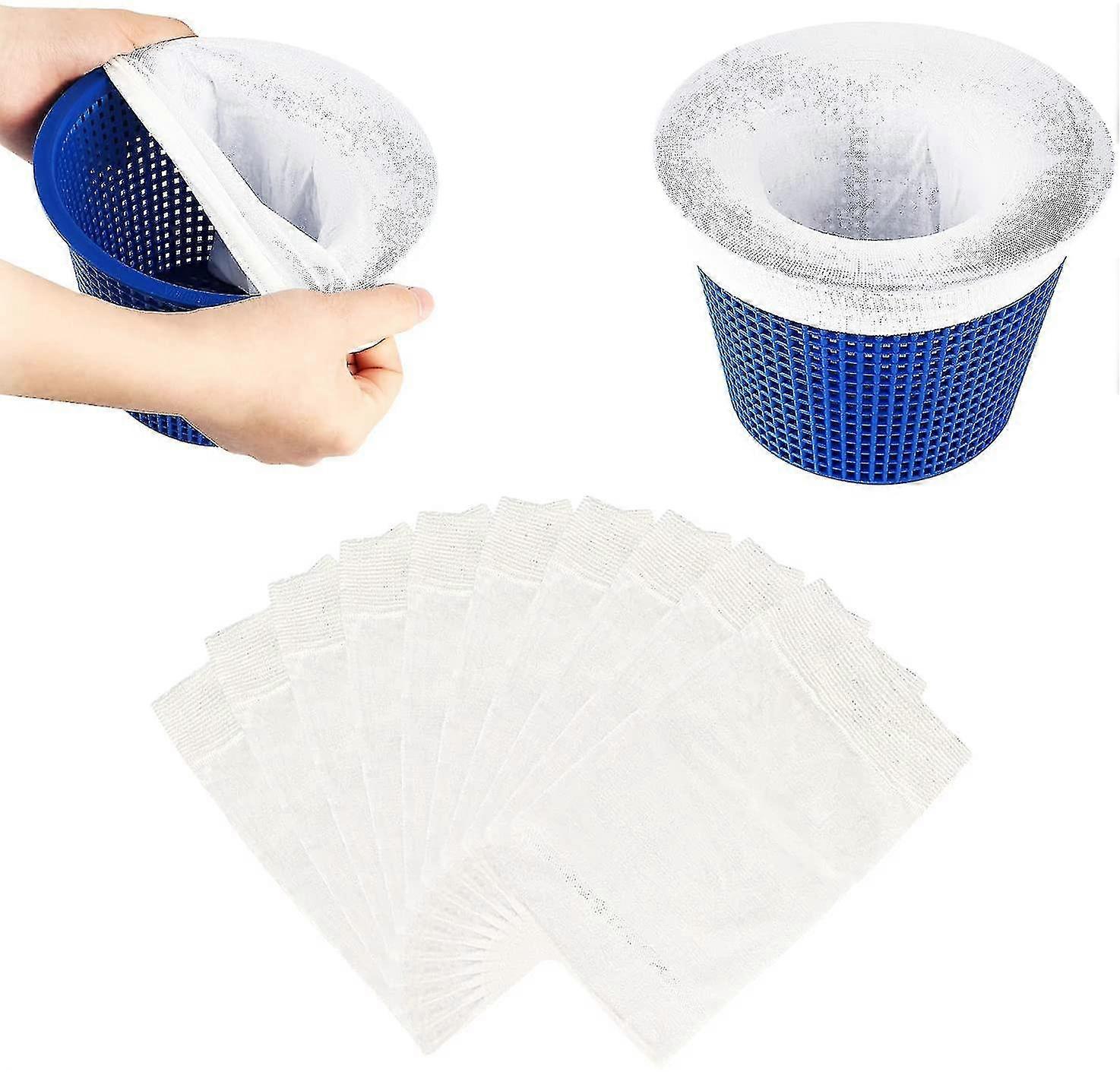10 Pcs Pool Skimmer Socks White, Elastic Nylon Fabric Pool Filter