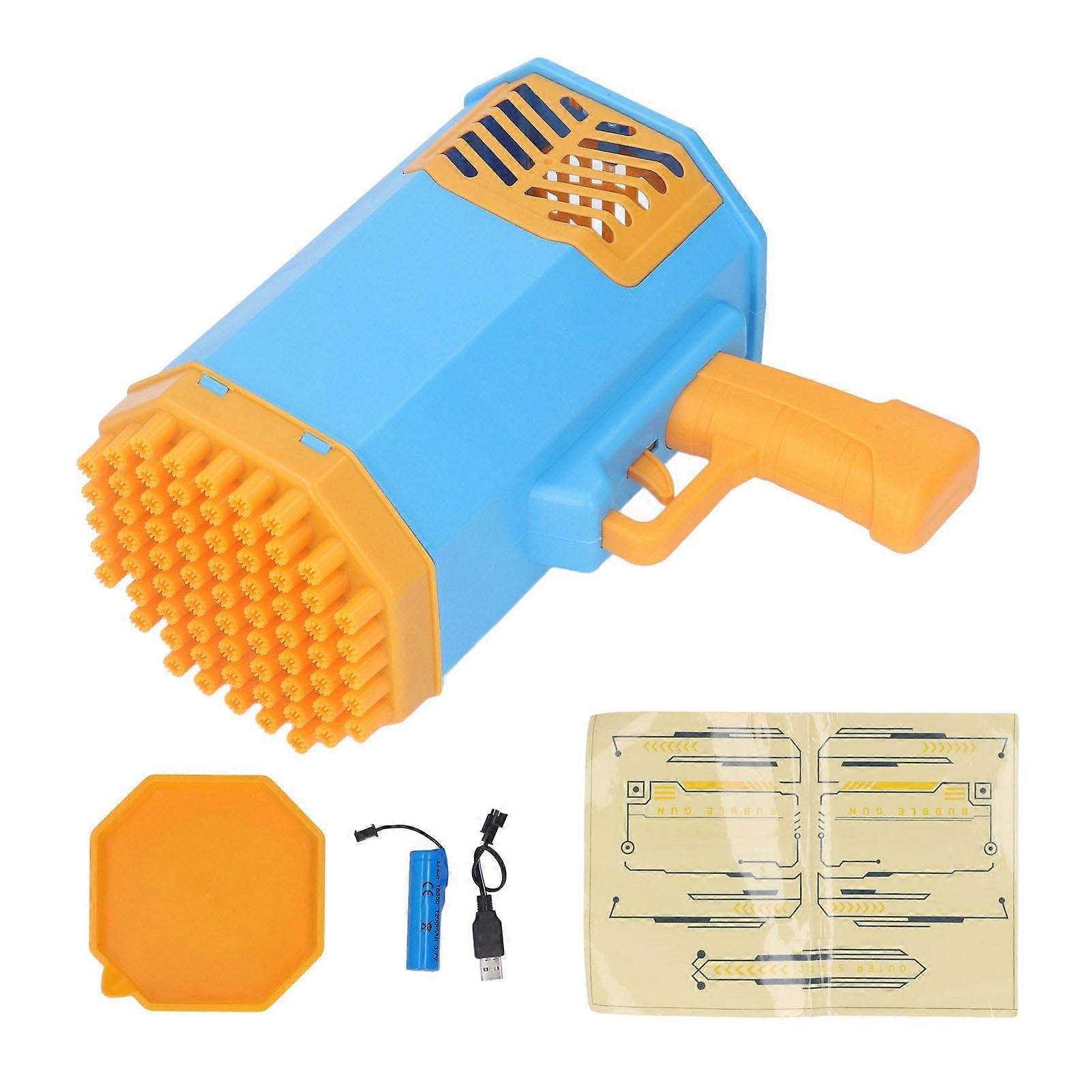 Bubble Blower Blue 69 Holes Unique Appearance Portable Stable Highly Effective Bubble Machine for Boys Girls