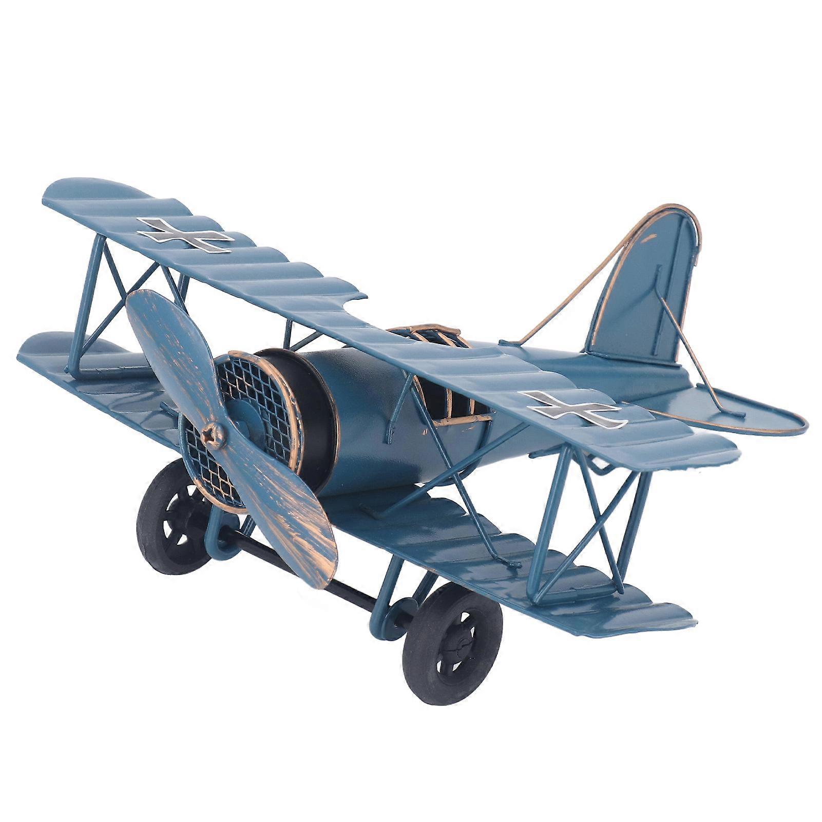 Retro Metal Airplane Model Vintage Iron Airplane Ornament Decorative Exquisite Airplane Statue for Office Bedroom Bookshelf
