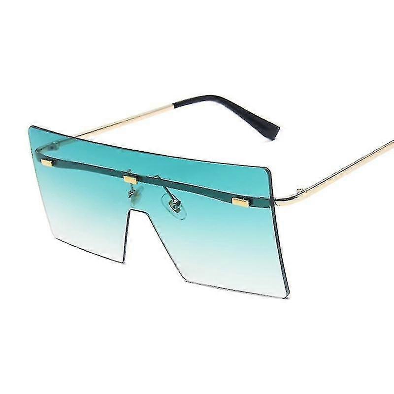 Mode Oversized Rimless Lunettes de soleil Femmes Marque de luxe Square Sun Lunettes Vintage Une pièce Grande Monture Miroir Oculos De Sol