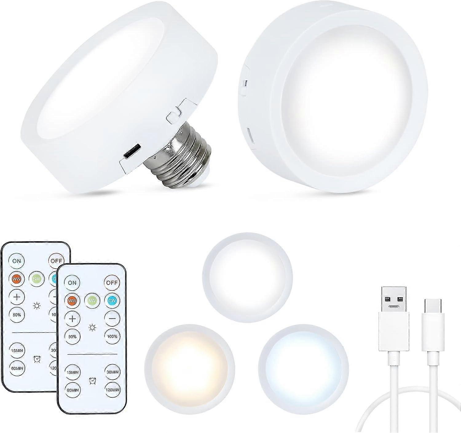 2 Pack Battery Opearted Light Bulbs Wireless Dimmable Light