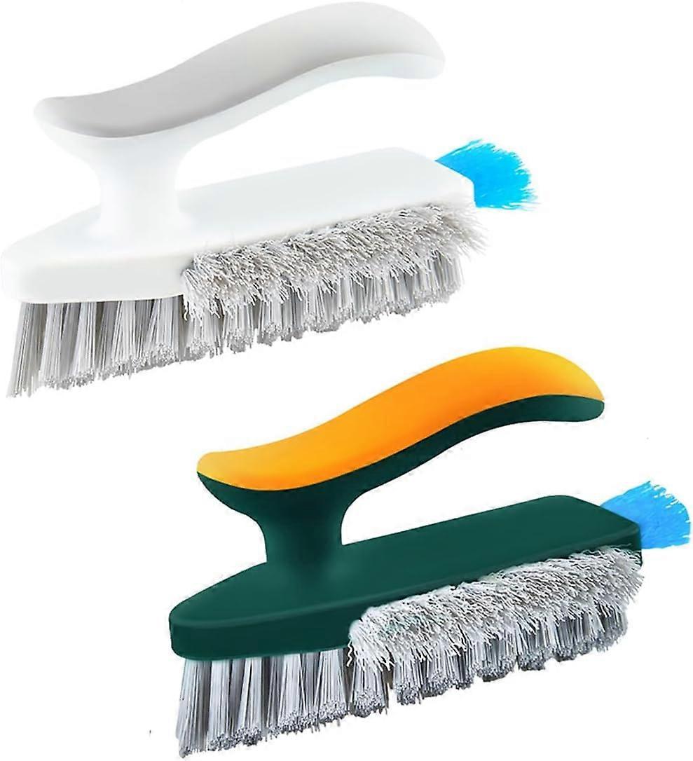 Floor Scrub Brush 4 in 1 Tile Scrubber Brush Short Handle, V-Shape Stiff Bristles Grout Cleaner Brush Corner Crevice Scrubber Brush Tool, Floor Scrubb