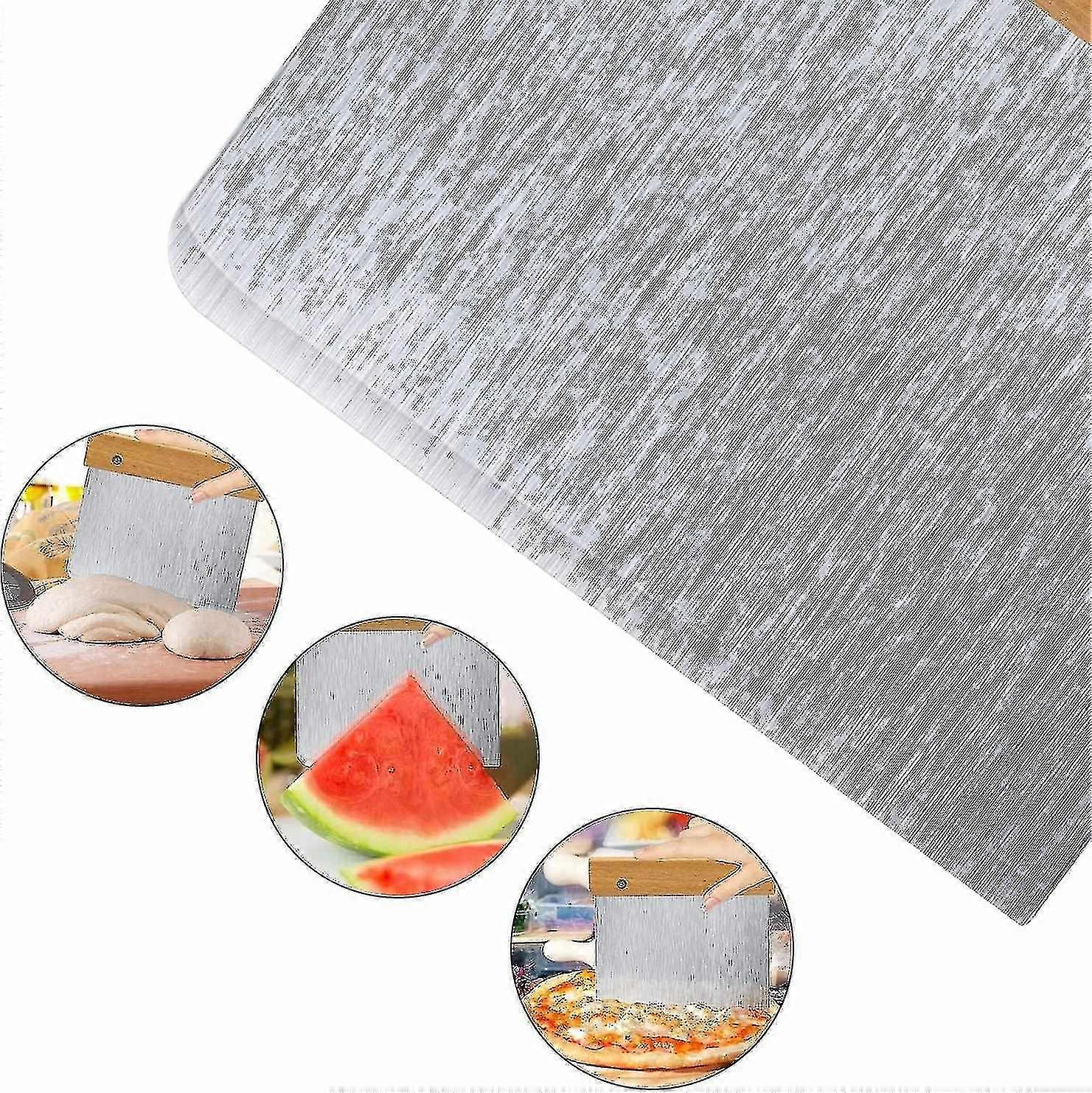 Dough Scraper, Stainless Steel Dough Divider Chopper Bread Scraper Cake Pastry Pizza Cutter Slicer W