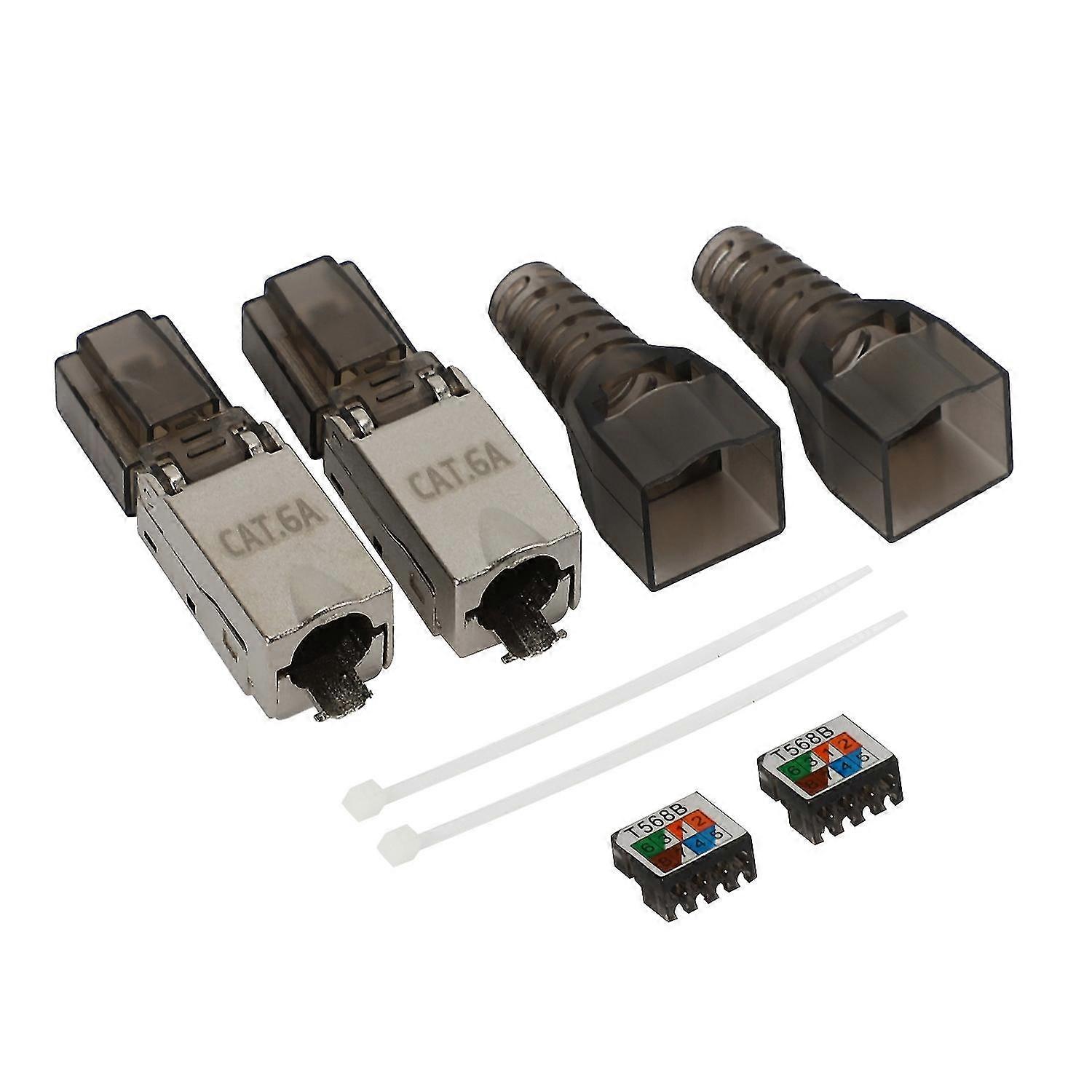 2pcs Cat6a Ing Rj45 Conector Metal Módulo Toolless Connector Plug Computer Cabl