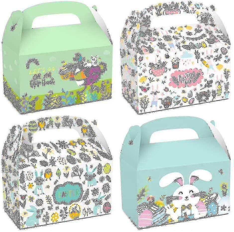 12pcs Easter Treat Boxes Happy Easter Gift Boxes Bunny Eggs Easter Basket