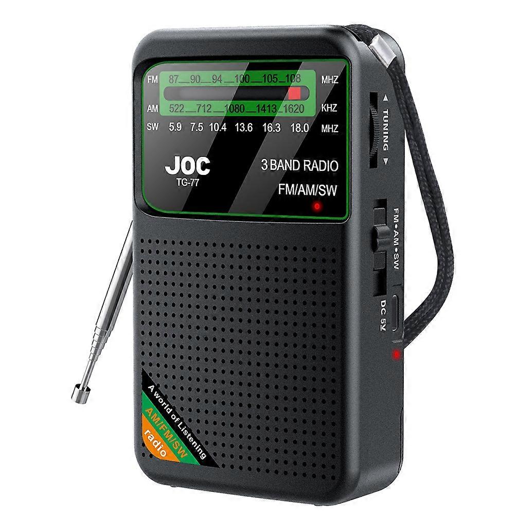 Pocket Radio Portable Mini Full Band Radio AM/FM/SW Radio with Rechargeable Battery Support Earphon