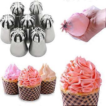 7Pcs Russian Ball Piping Nozzles Set – Sphere Icing Tips For Cake Decorating, Silver