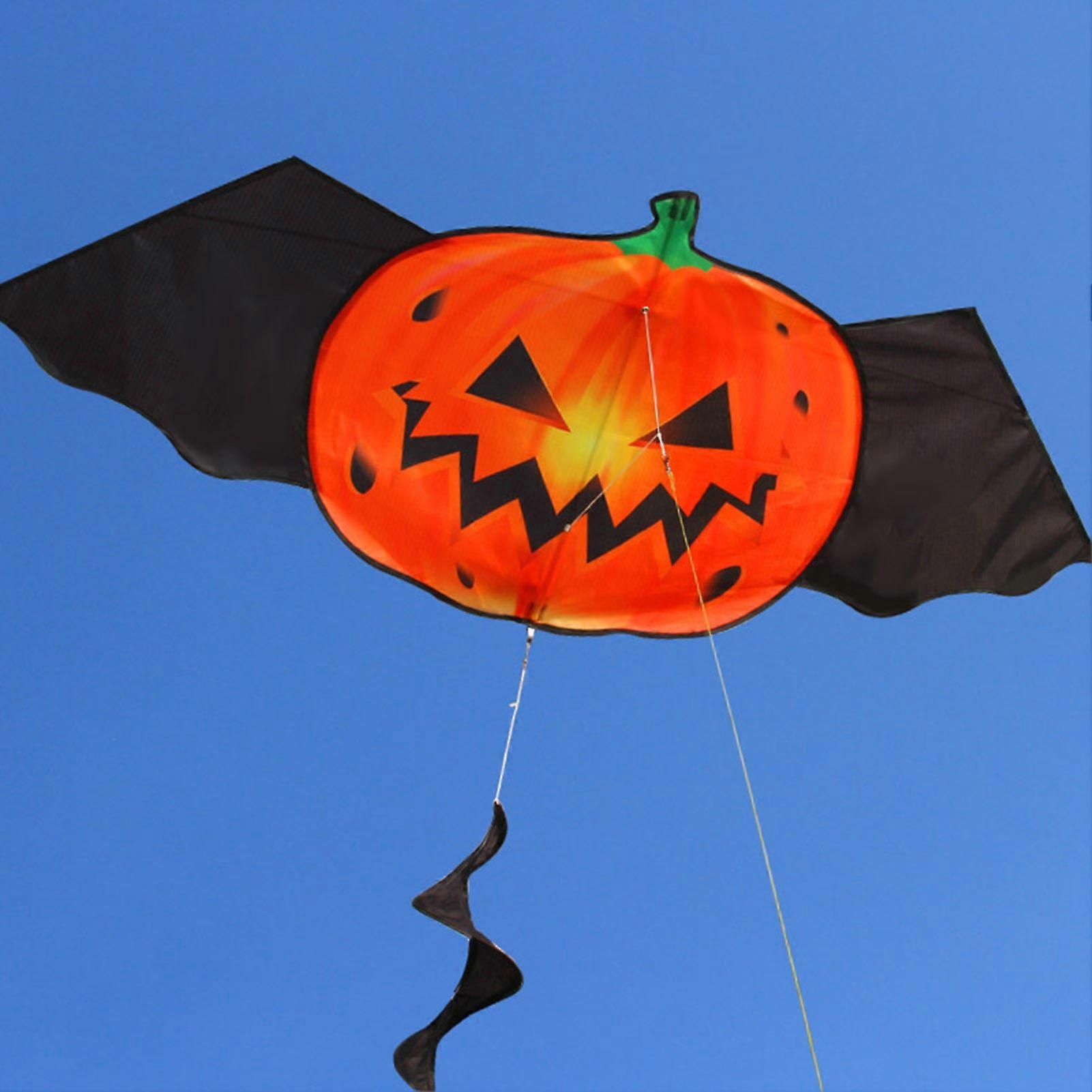 Kaesi Cartoon Toy Kite Attractive Easy to Soar Plaid Cloth Innovative Large Devil Pumpkin Shape Kite for Beach