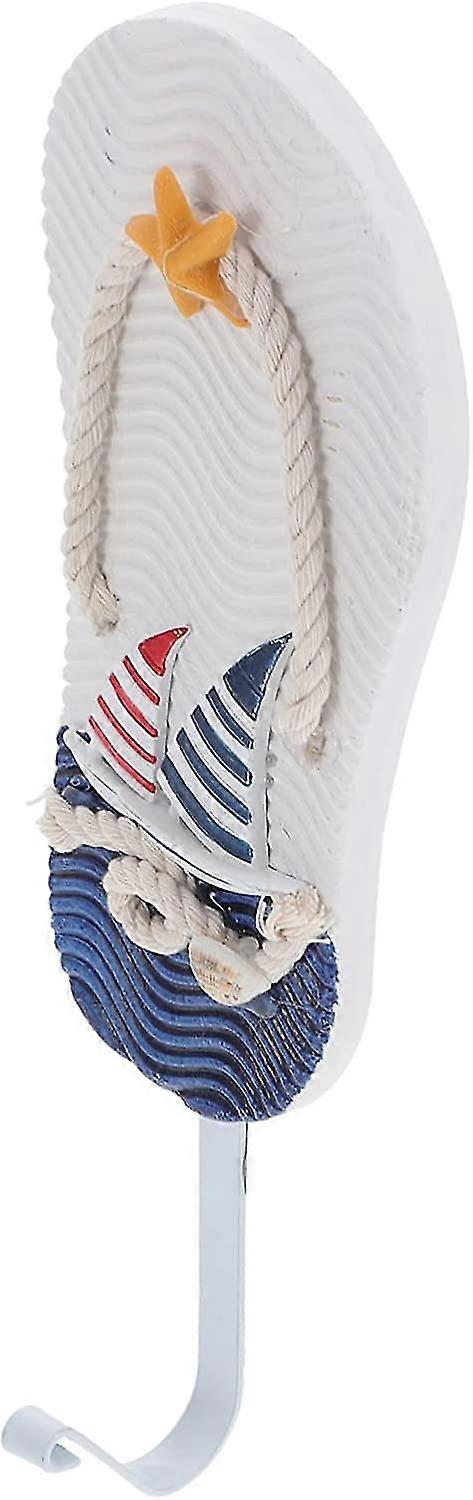 Nautical Theme Hook, Decorative Beach Slippers Wall Hanger(white Blue)(1pcs)