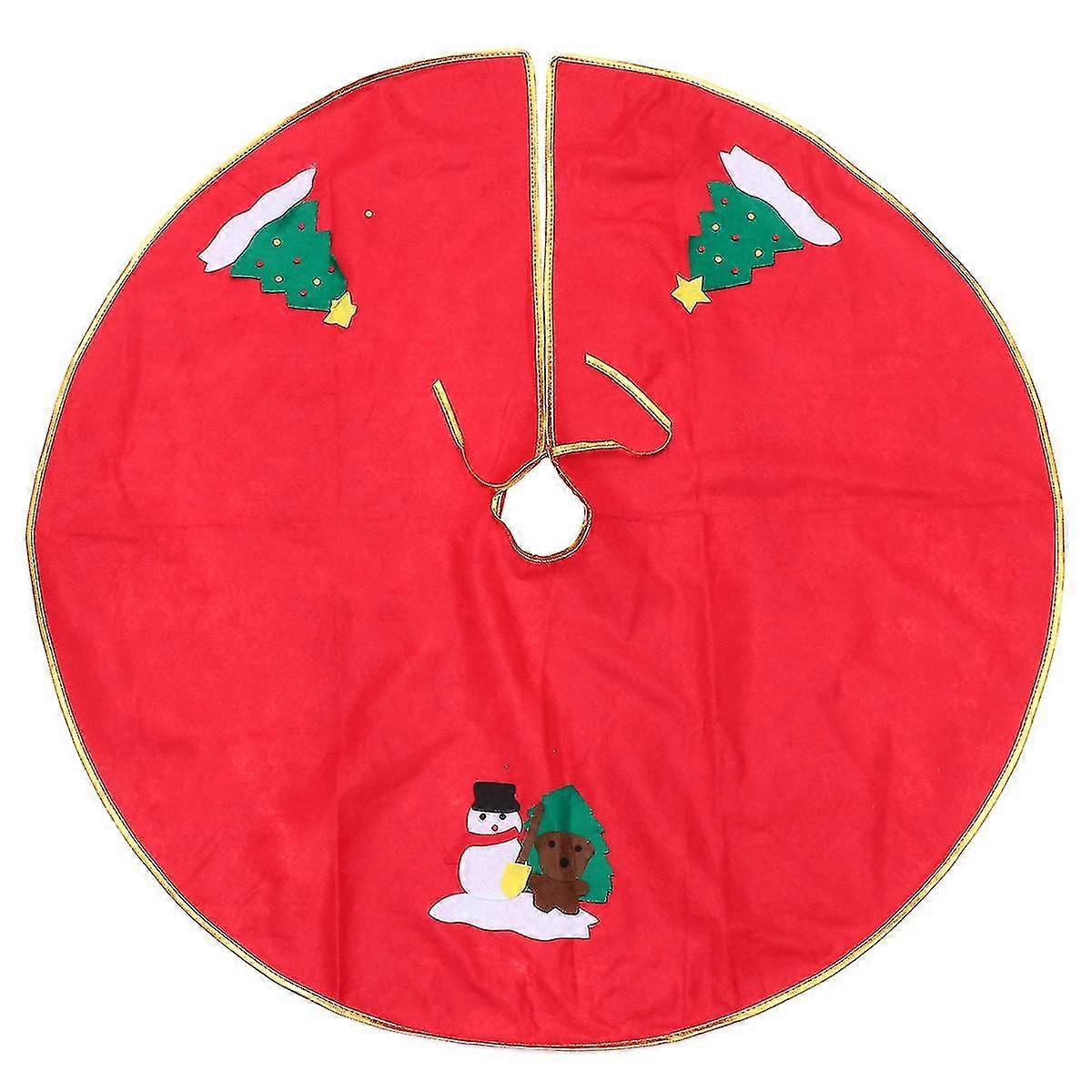 1pc 90cm Christmas Tree Apron Festive Christmas Tree Skirt Xmas Tree Base Wrap Christmas Party Decoration (golden Edge, Snowman Style)