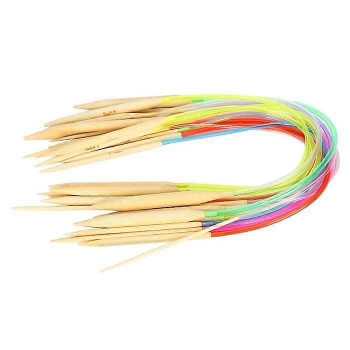 Agulhas de bambu 18 peças Agulha circular de ponto duplo Agulha de armarinho flexível de cor de bambu 40 cm / 15,7 polegadas