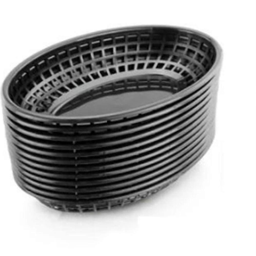 12 Pcs Plastic Fast Food Baskets Oval Serving Platter Breakfast Dinner Plates