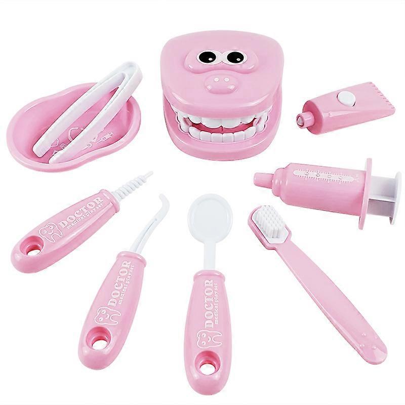 9Pcs Kids Pretend Play Toy Dentist Check Teeth Model Set Medical Kit Educational Role Play Simulation Learing Toys For Children