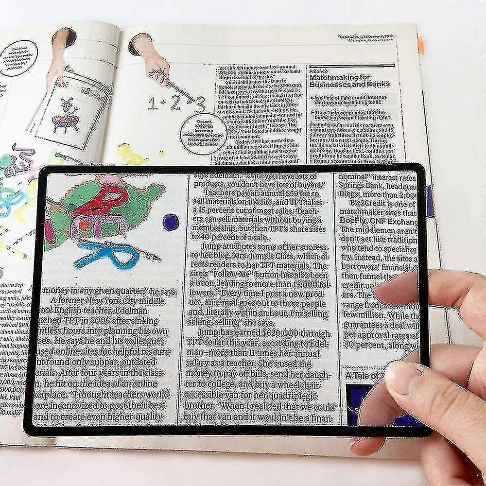 3x Page Magnifying Lens With 3 Bonus Bookmark Magnifiers For Reading Small Prints, Low Vision Aids & Solar Projects