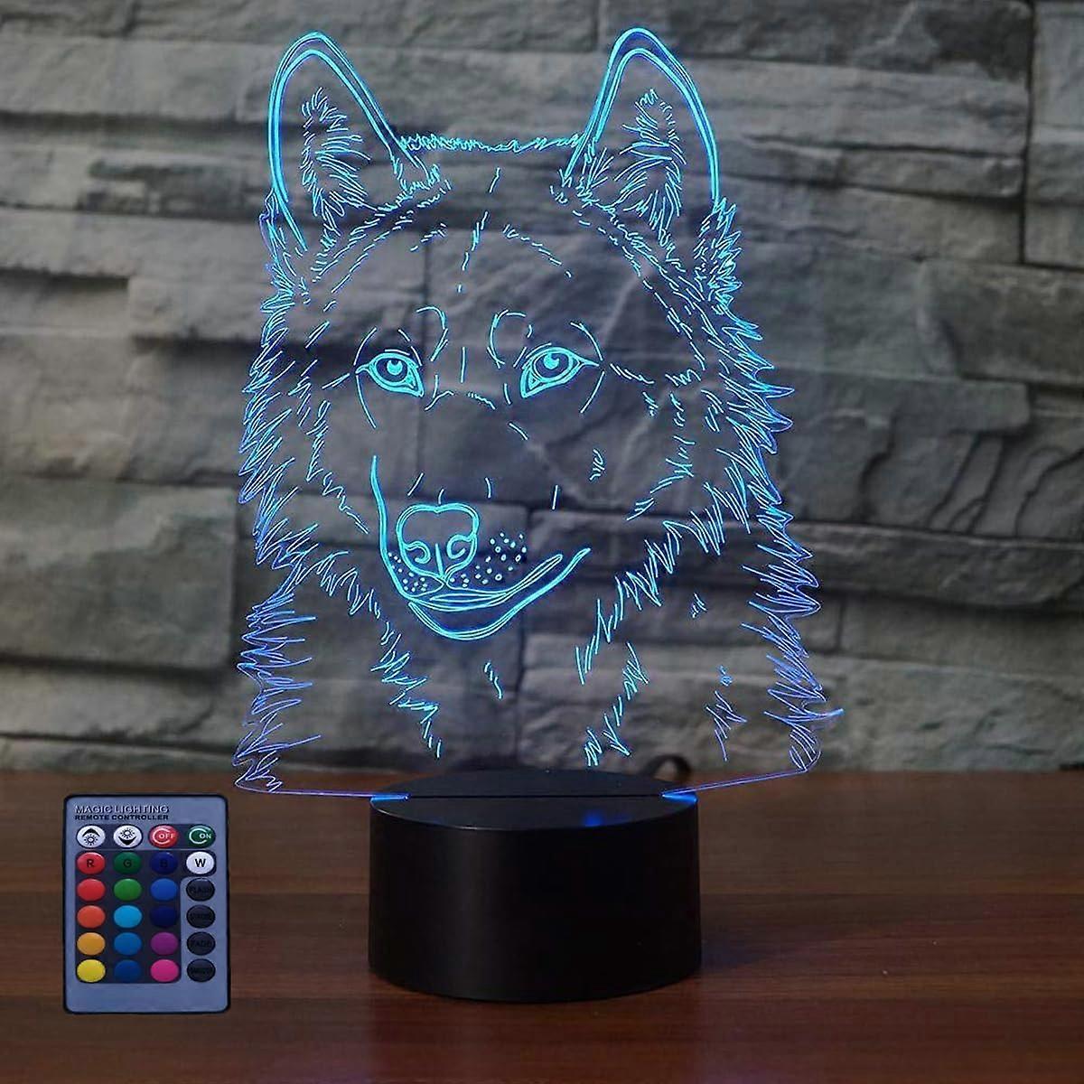 Wolf Head Series Colorful Touch Remote Control 3D Table Lamp LED Night Light USB Creative Gift Table Lamp
