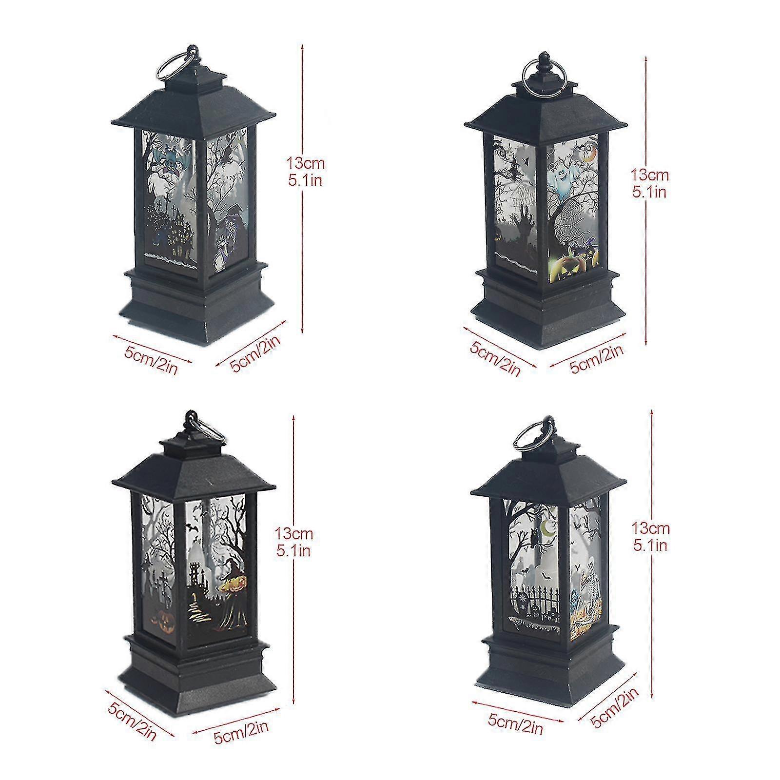 هالوين الفوانيس المحمولة فانوس البرتقال شمعة أدى هالوين مصباح الخفيفة ، شبح الجمجمة البومة بات قلعة اللهب ضوء شنقا