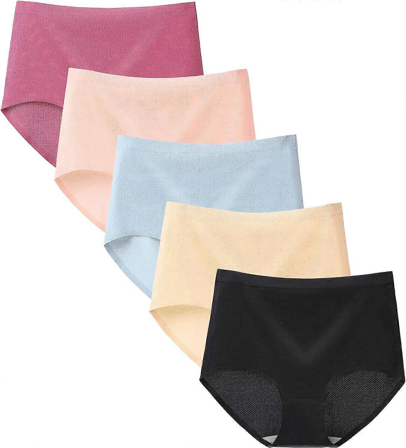 Soie glacée Sans couture Taille Haute Sous-vêtements pour femmes, Slips Respirants Culottes Multipack