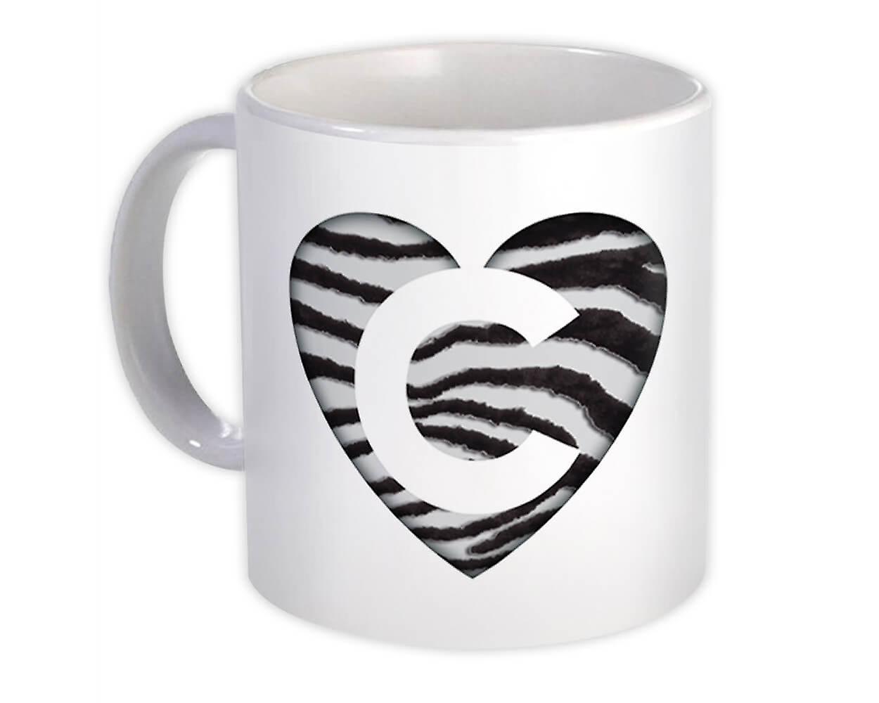 هدية القدح: مونوغرام حرف C حمار وحشي