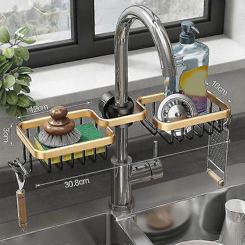 Rotatable Large Capacity Sink Caddy Organizer Rust Proof Utility Sponge Holder