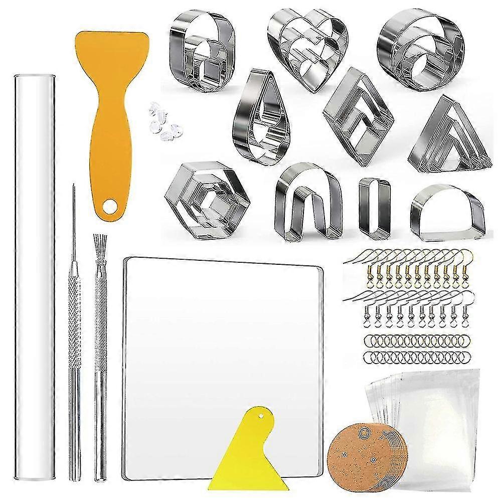 130pcs Polymer Clay Polymer Clay Tool Kit 10 Shapes Clay Earring compatible with Polymer Clay Jewelry,clay