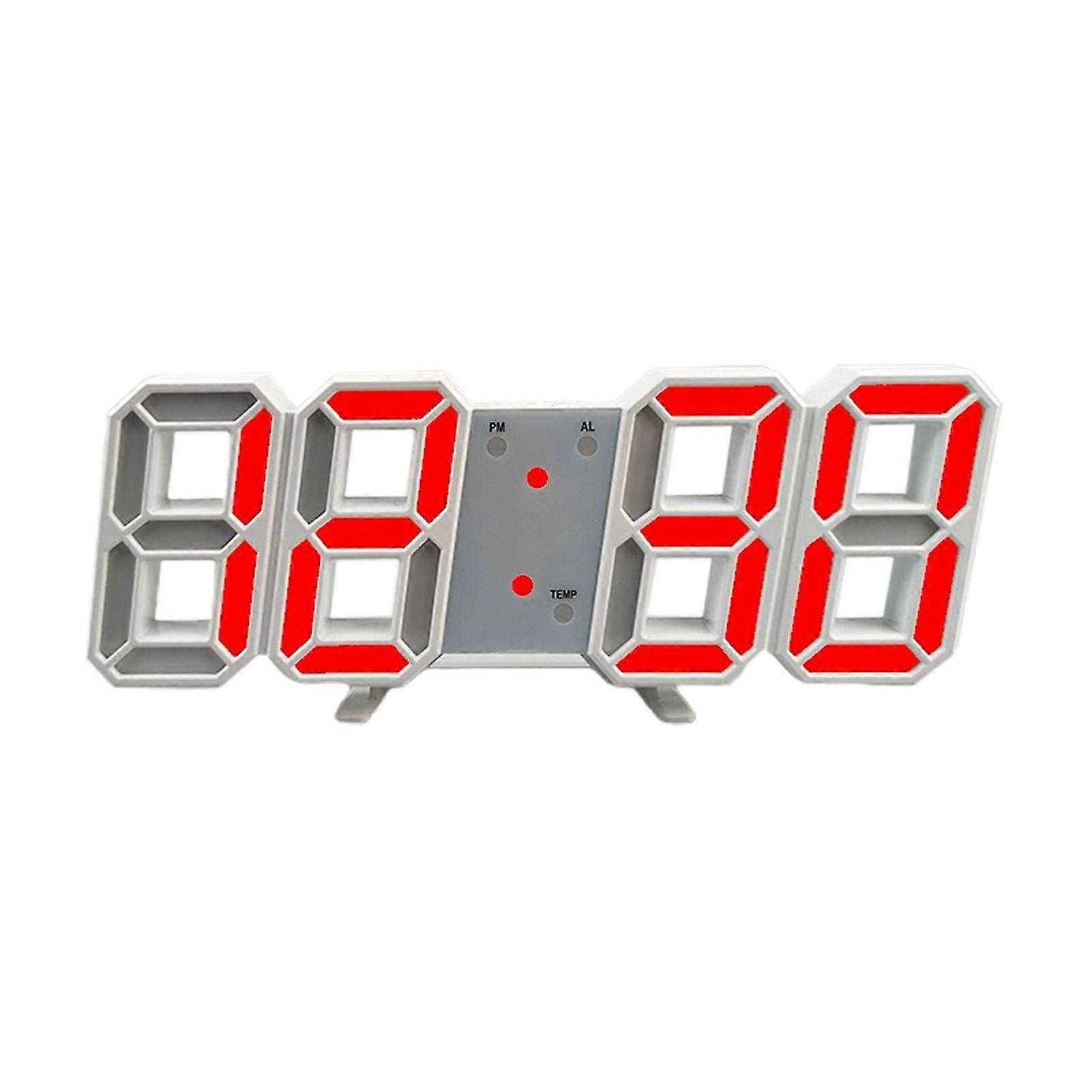 3d Digital Clock Usb Hanging Wall Clock 12/24 Hour Time Display Led Night LightRed Light