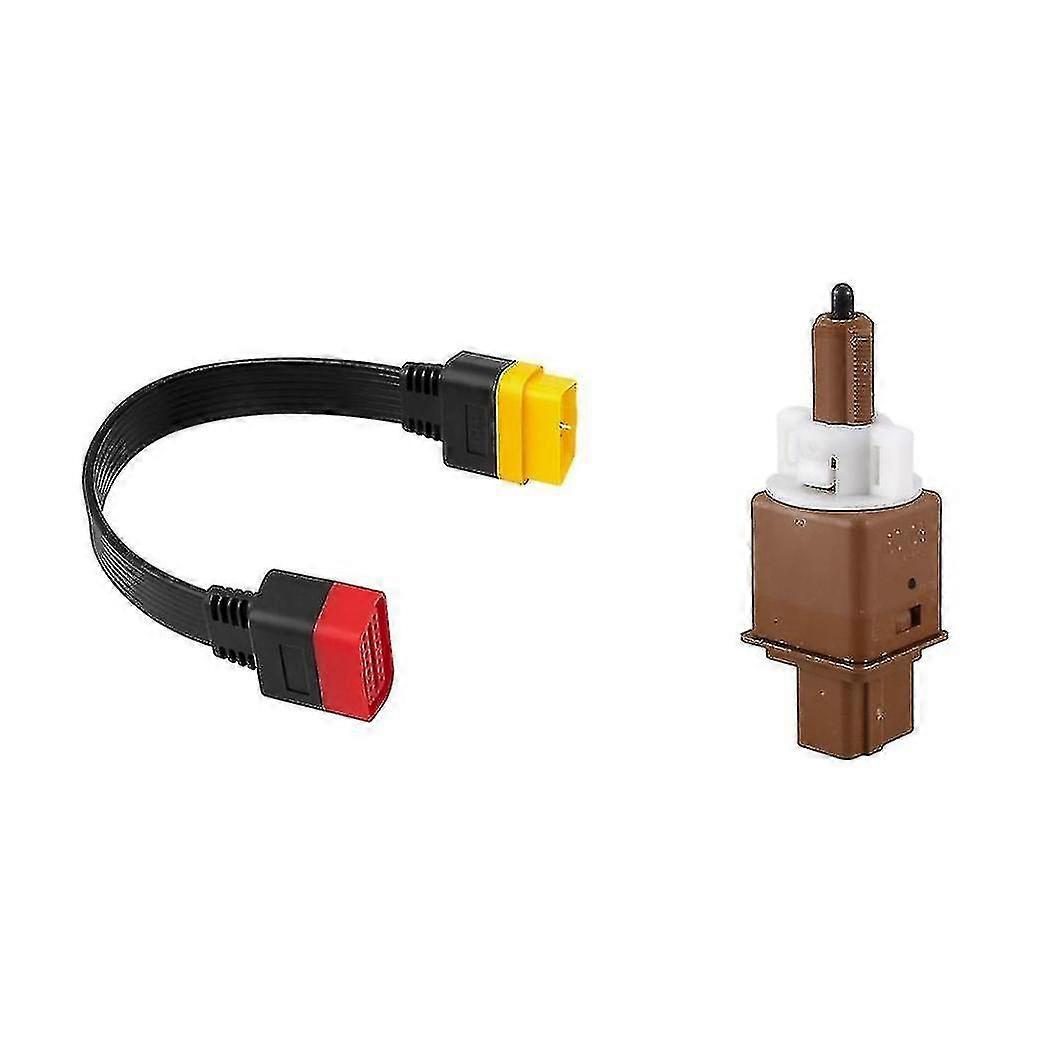 1pcs Obd Obd2 Extension Cable Connector&1pcs Stop Lamp Switch Brake Light Switch For For14-19