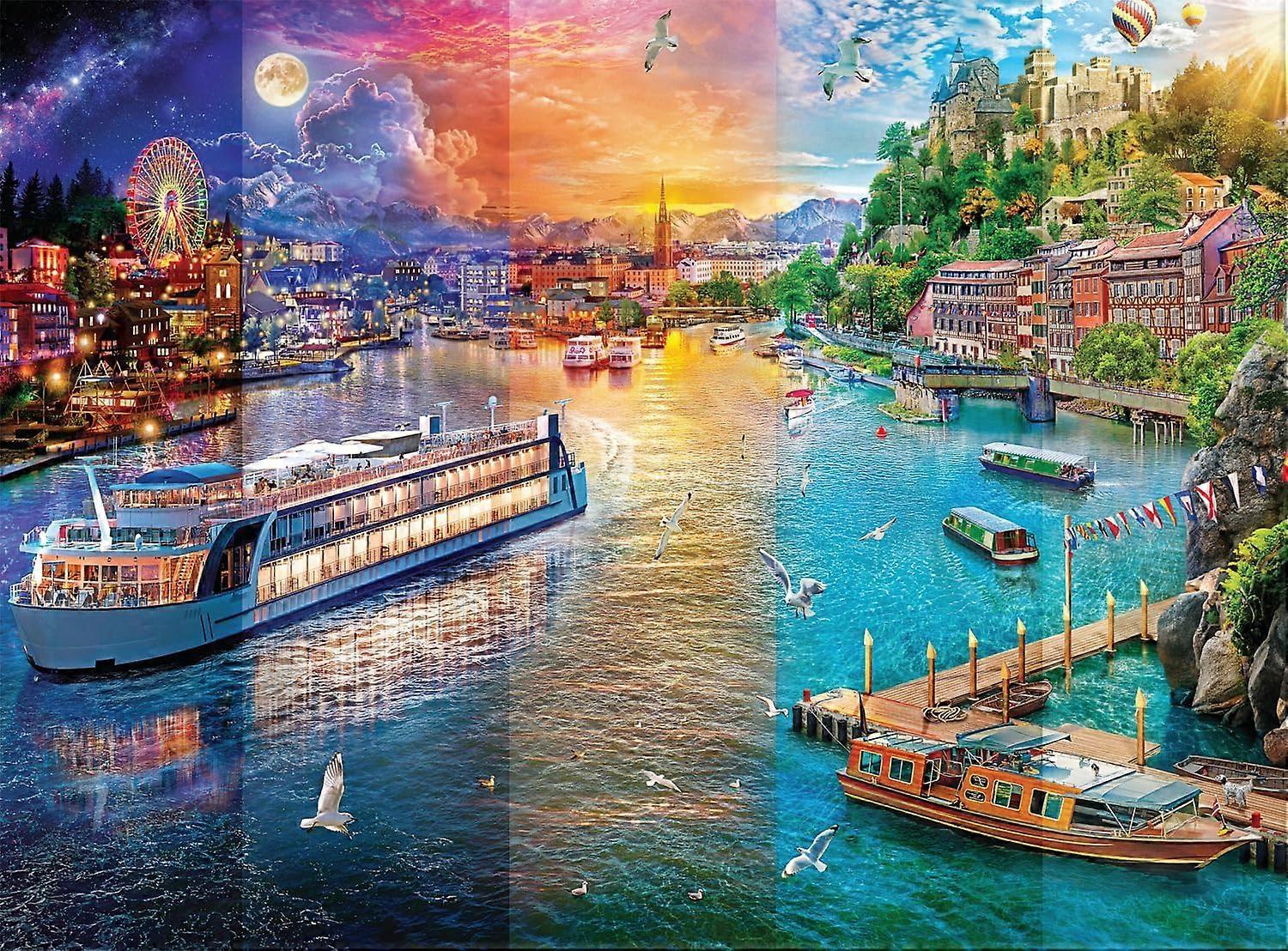 Day to Night Canal - 1000 Piece Jigsaw Puzzle for Adults Challenging Puzzle Perfect for Game Nights - Finished Size 26.75 x 19.75 Puzzless