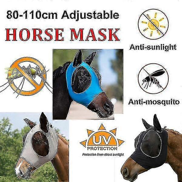 Super Comfort Horse Fly Mask Horse Mask With Ears Smooth And Elasticity Fly Mask With Uv Protection