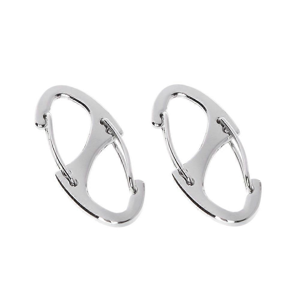 Pack of 2 Mini 8 Shape Alloy Carabiner Ring Release Buckle Hook