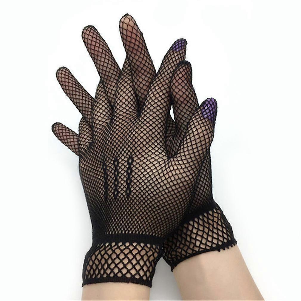 Women's Short Gloves Evening Party Lace Polyester Elegant Gloves Black