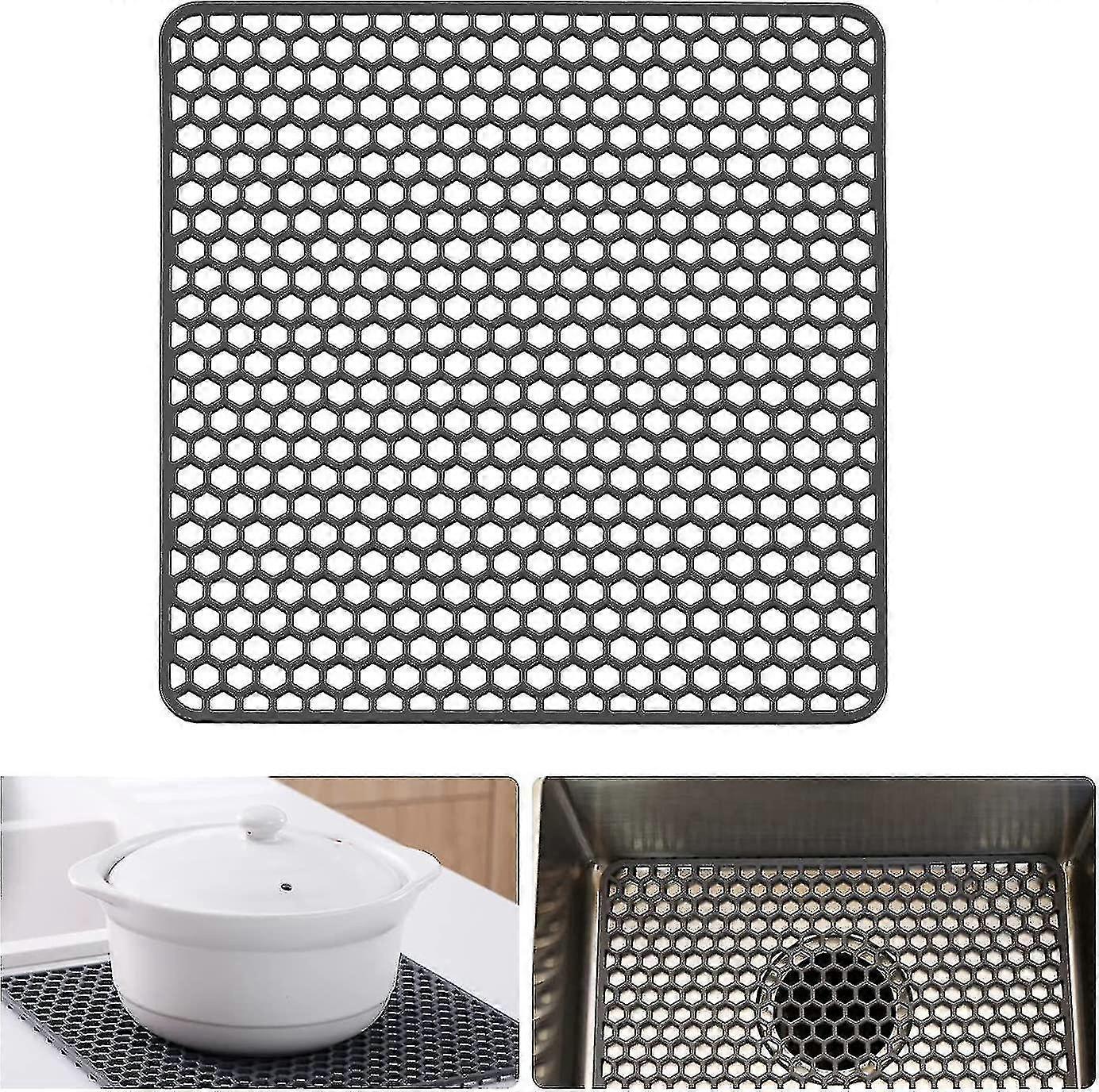 Silic Sink Protector Mat Kit Grid Sink , For Less Steel Or Porcelain Bowl Sink,34 Cm X 34 Cm (grey)