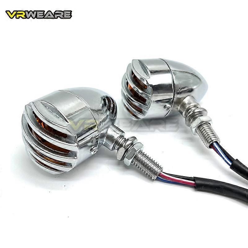 2pcs Vintage Motorcycle Turn Signal Indicator Blinker Light Flasher Lamp for Harley for Cafe Racer Silver BlackMotor Vehicle Lighting