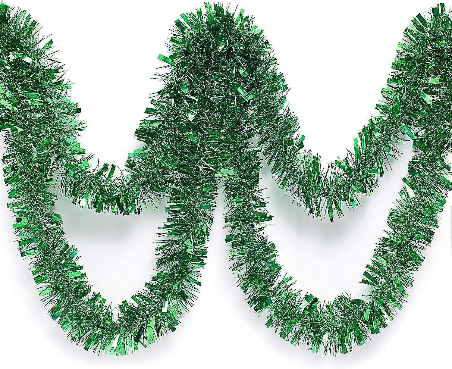 10pcs twisted metallic garland in green tinsel