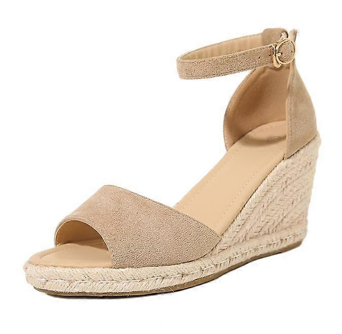 Women's Elastic Ankle Strap Espadrilles Wedge Sandals