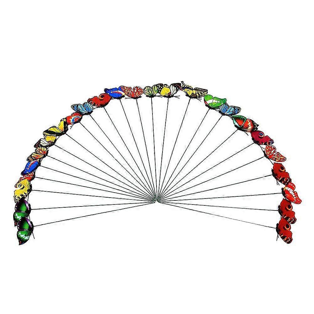 25 db kétrétegű szimulációs pillangó bot gyep virágcserép kerti dekoráció