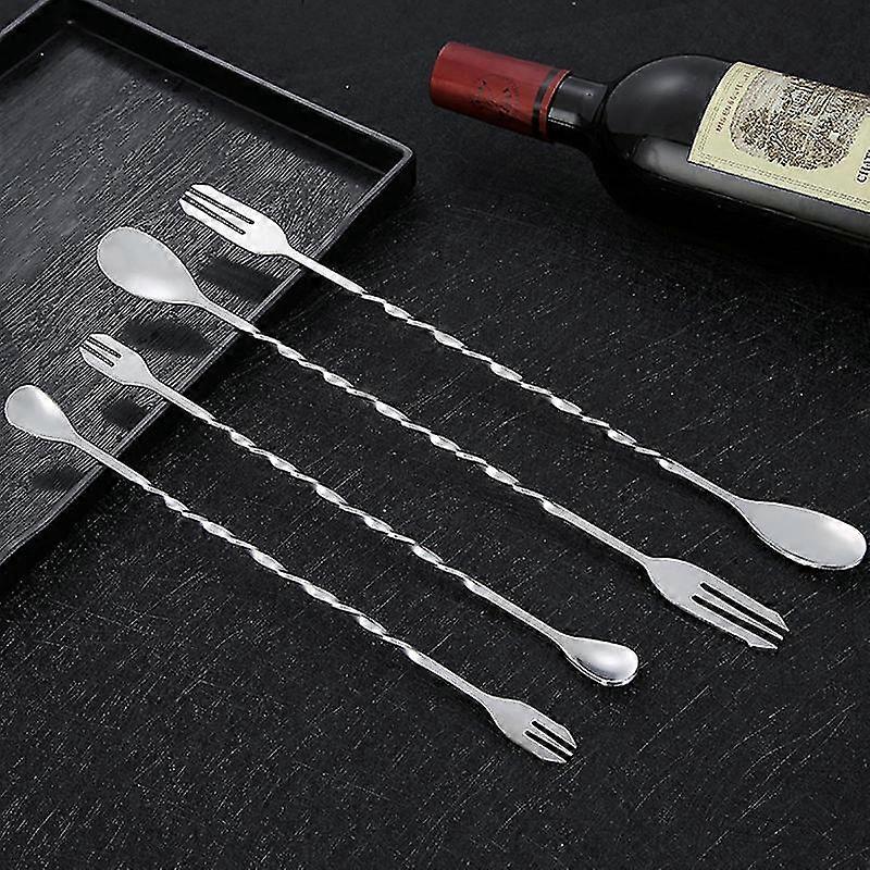 1pc Stainless Steel Double-headed Long Handle Spoon And Fork Diy Home Bar Supplies