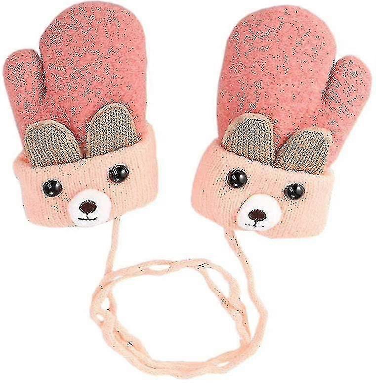 Vintervantar för babybarnpojke flicka vantar sticka handskar med tjockt rep varma vantar med termisk fleece foder isolerad snö kallt väder småbarn