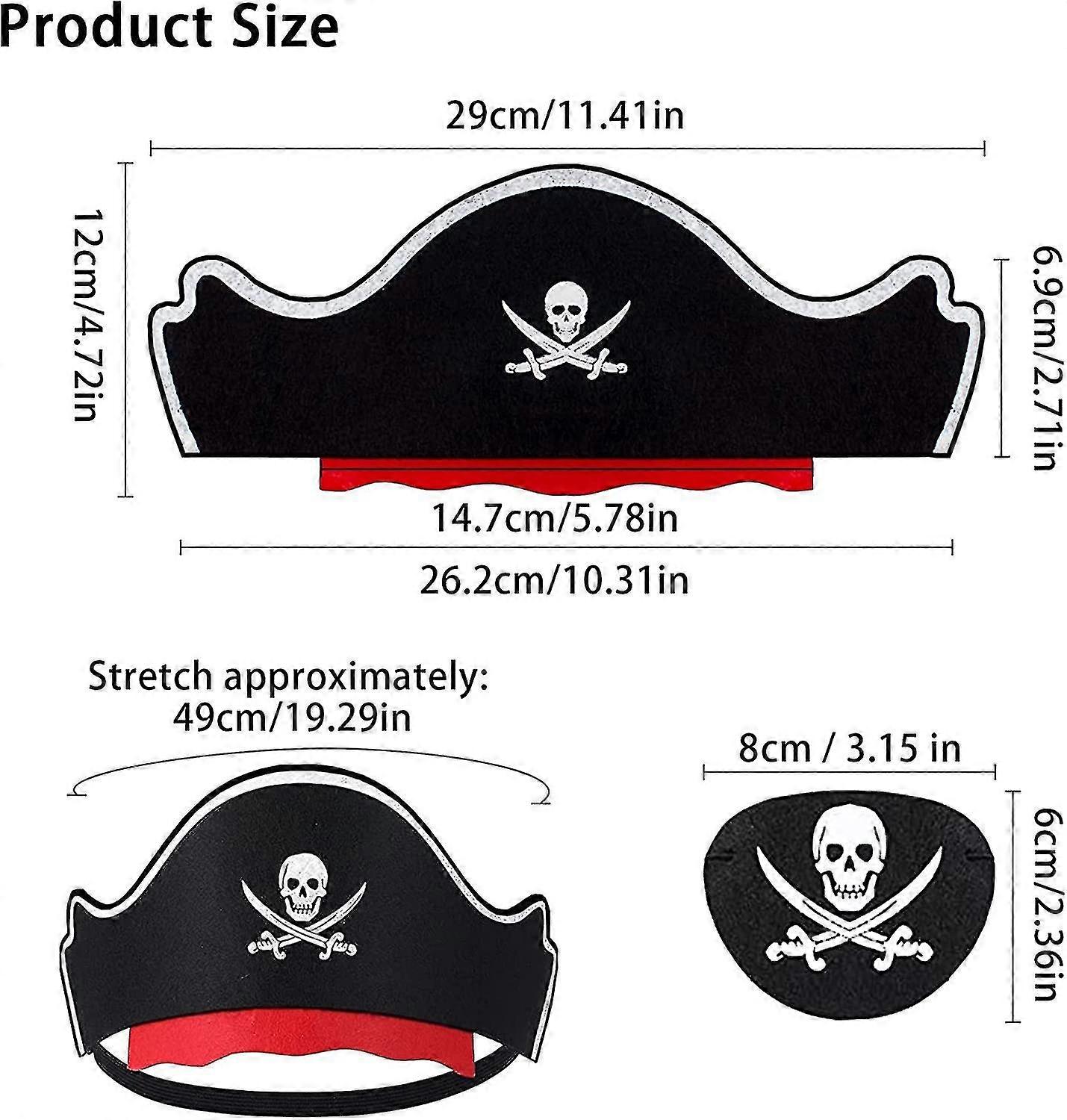 Kit Pirate 16 Pièces HNJUSR – 8 Chapeaux + 8 Cache-œil En Feutre Noir – Accessoires Déguisement Adultes Et Enfants – Halloween, Carnaval