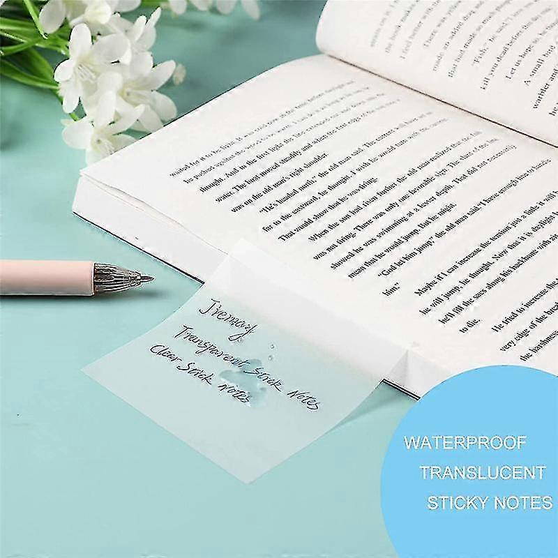 12 Packs 600 Sheets Transparent Notes, Clear Notes Waterproof -stick Notes For Annotating