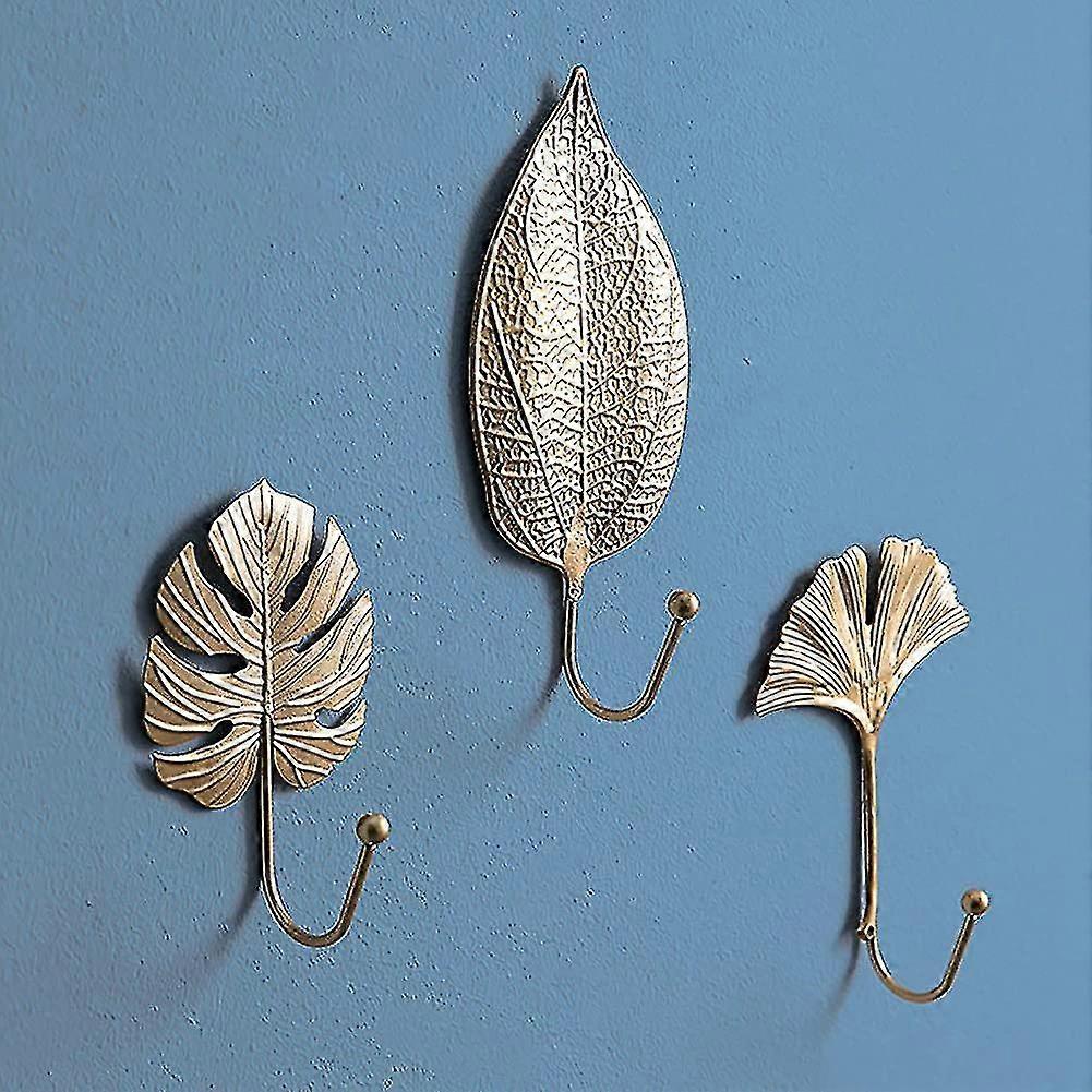 Σύνολο 3 ρετρό χρυσών φύλλων διαμορφωμένων αγκιστριών ενδυμάτων για το υπνοδωμάτιο κουζινών λουτρών