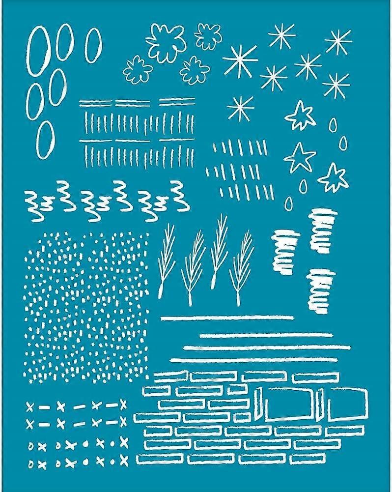 4x5 Inch Simple Line Clay Stencils Stone Silk Screen for Polymer Clay Abstract Line Silk Screen Stencils Mesh Transfer Stencils Mesh Stencil for Polym